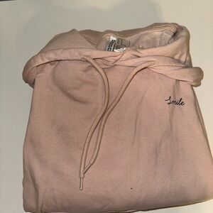 H&M Pink Hoodie with 'Smile' Embroidery